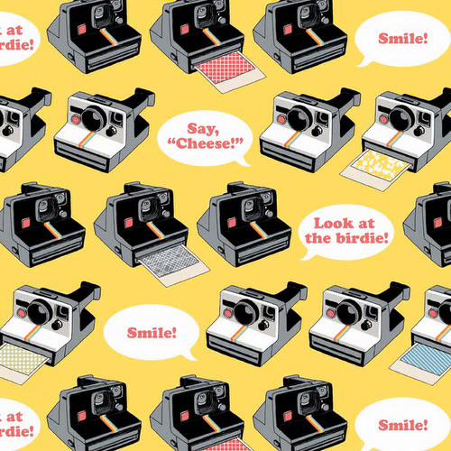 Riley Blake - Geekly Chic 2 Polaroid on yellow 2014. Quilting Cotton.