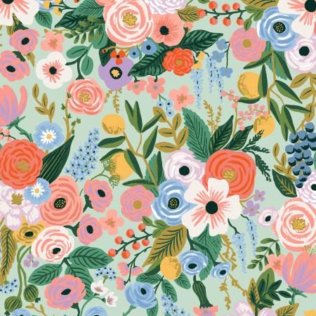 ONLY 1 FQ left - Rifle Paper Co. Garden Party - Mint Quilting Cotton. Floral Fabric.
