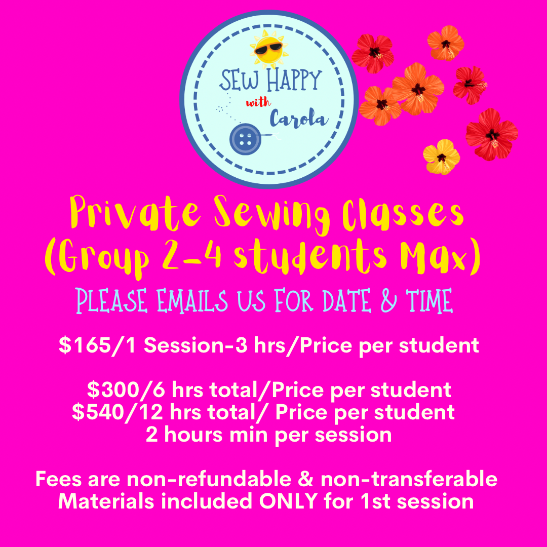 Private Sewing Group Class (2 min-4 max)